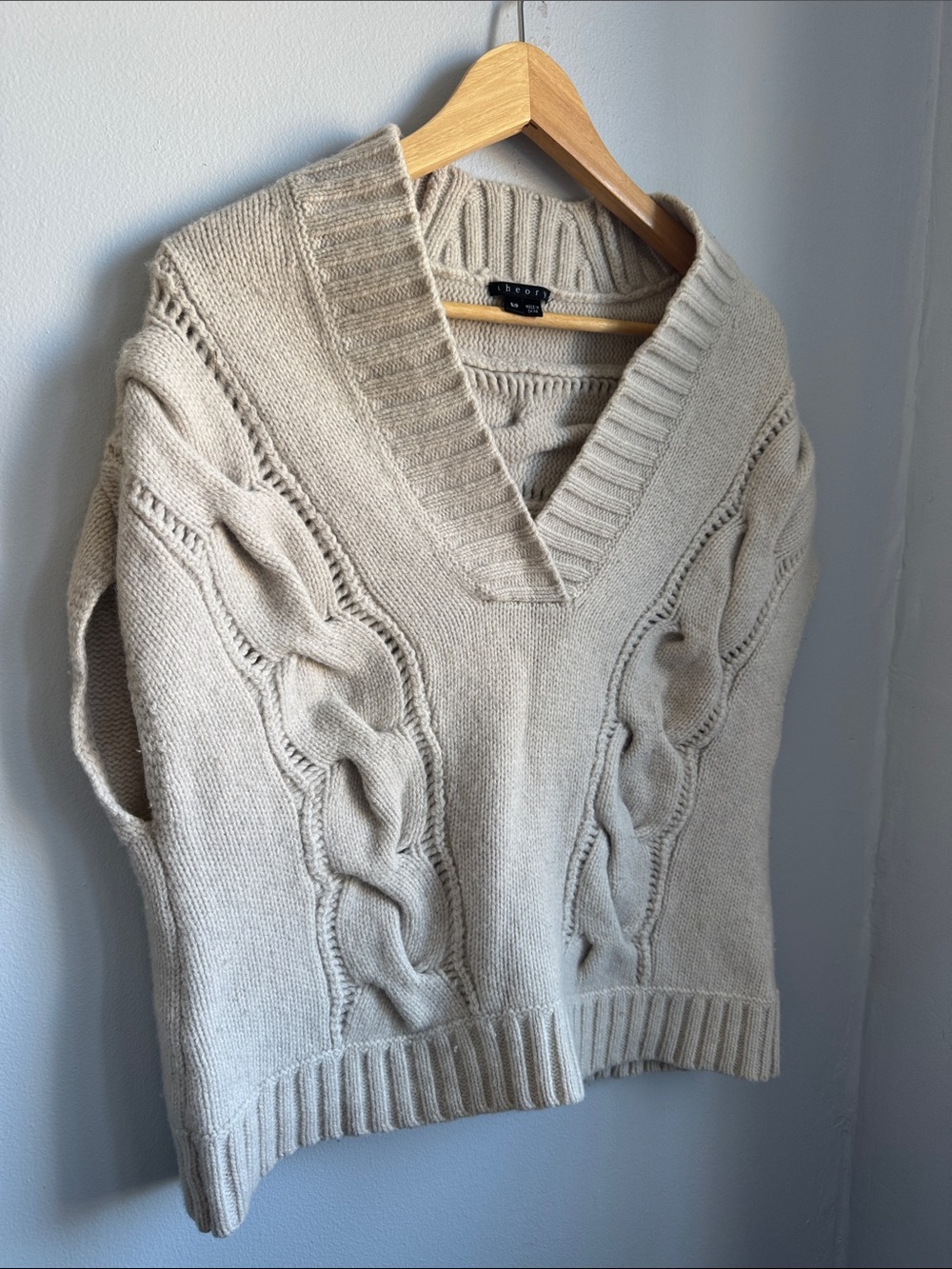 Theory Cozy Cable V-Neck Sweater Vest Wool&Cashmere